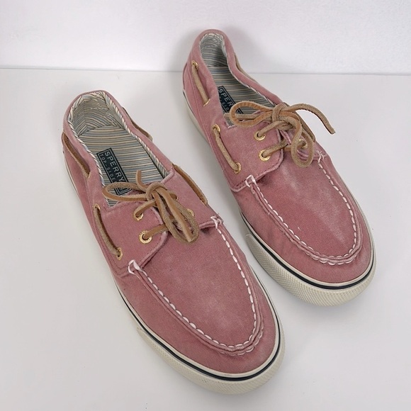 SPERRY Topsider Ladies Bahama Weathered Canvas Boat Shoe Sneaker Faded Burnt Red - Picture 1 of 8